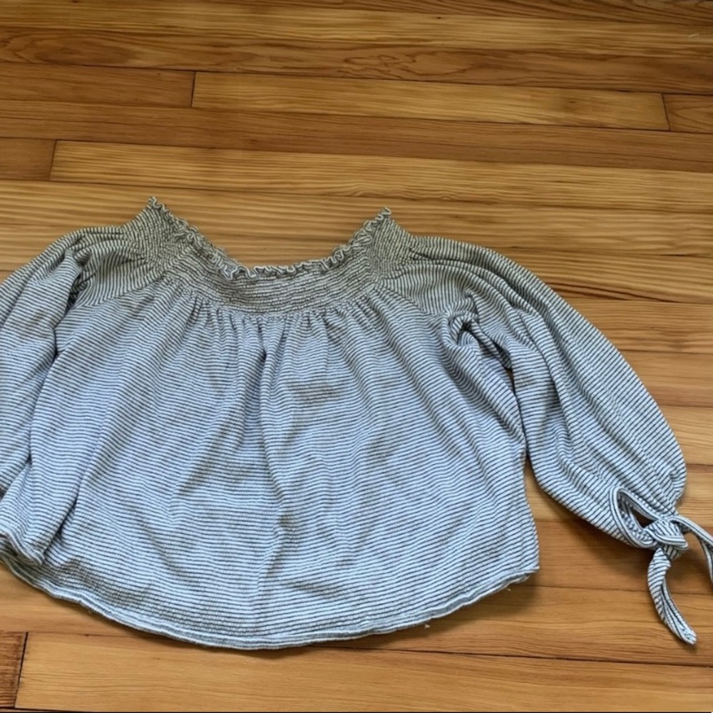 Free People Smocked Off Shoulder 3/4 Top